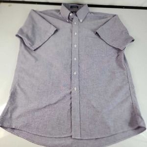 Stafford Mens Button Down Shirt Purple Short Sleeve Collar Pocket 17
